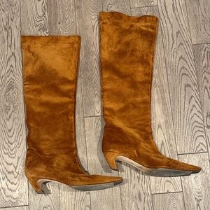 Stunning Khaite Women’s Tall Suede Knee Boots - Cognac
